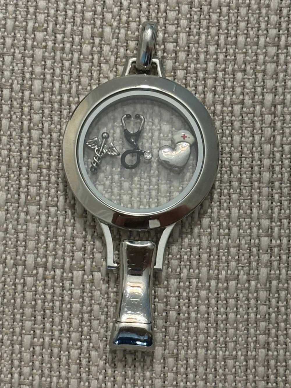 NEW Origami Owl Silver Lanyard Locket w/ Nurse/Medical (opt) Floating Charms